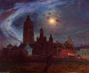 The Bourg-de-batz Church Under The Moon — Ferdinand Du Puigaudeau