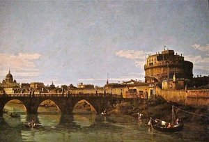 View Of The Tiber With The Castel Sant'angelo — Bernardo Bellotto