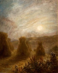 Moon Rising Over A Field Of Corn Stooks — George Cartlidge