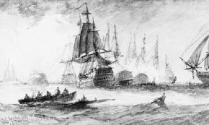 The Fleet In Action — William Calcott Knell