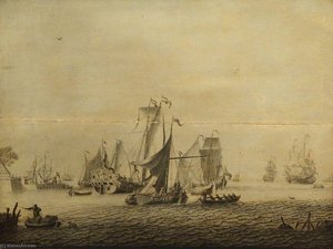 Small Craft In A Dutch Harbour — Adriaen Van Salm