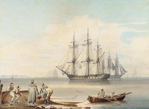 Frigates In An Offshore Calm — Samuel Owen