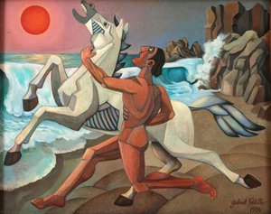 Bather With Horse — Gabriel Portillo Del Toro, Cubism