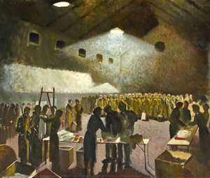 British Red Cross Issuing Comforts To Prisoners Of War At Brussels — Doris Clare Zinkeisen, Contemporary Realism