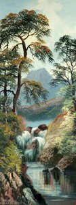 Mountain, Lake And Stream — Alfred Worthington