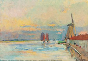 Le Moulin À Vent Sur Le Canal À Rotterdam — Albert-charles Lebourg