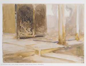 Patio De Los Leones, Alhambra — John Singer Sargent, Impressionistic Watercolor