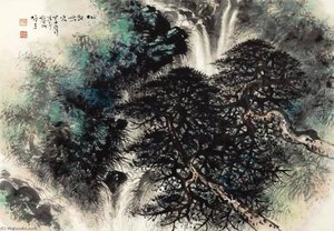Pine Trees By The Spring — Li Xiongcai