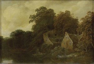 River Scene With A Cottage And Boat