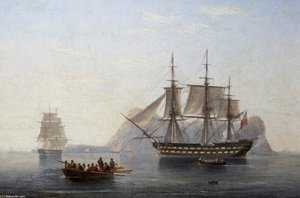 Seventy-four Off Gibraltar — John Wilson Carmichael
