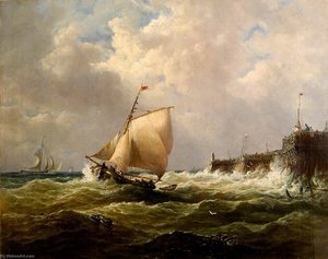 Shipping At Harbour Mouth — John Moore Of Ipswich