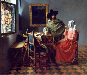 A Lady Drinking and a Gentleman and The Glass of Wine