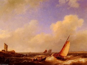 The Scheldt River At Flessinghe — Johannes Hermanus Koekkoek, Romanticism