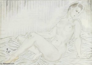Portrait De Femme A La Chaussure Jaune — Léonard Tsuguharu Foujita