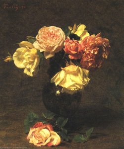 White And Pink Roses — Henri Fantin-latour, Realism
