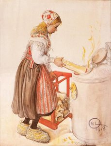 Lillanna Feeds The Heater — Carl Larsson