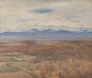 A View Of The Pyrenees From Pau — Sir Alfred James Munnings