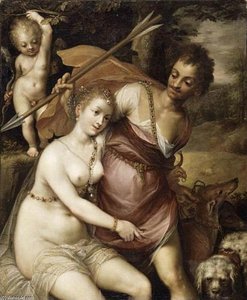 Venus, Adonis And Cupid — Dirck De Quade Van Ravesteyn