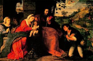 The Adoration Of The Shepherds With A Donor — Palma Il Vecchio
