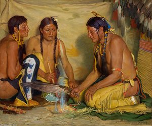 Making Sweet Grass Medicine, Blackfoot Ceremony - — Joseph Henry Sharp