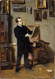 Self-portrait While Looking At A Painting — Giovanni Boldini, Italian Realism