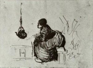 Peasant Woman, Sitting By The Fire — Vincent Willem Van Gogh, Contemporary Realism