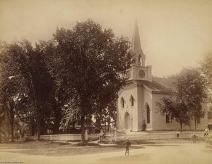 Main Street and Unitarian Church, from the album Views of Charlestown, New Hampshire