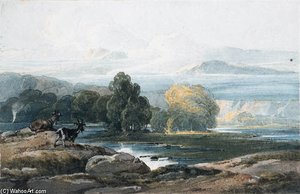 Goats On An Outcrop In The Himalayan Foothills — George Chinnery