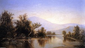 Cattle Watering In A Placid River — Gilbert Munger
