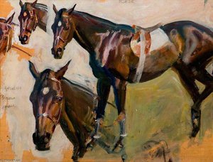 Studies Of A Brown Mare For 'unsaddling Enclosure, Epsom' — Sir Alfred James Munnings, Impressionism