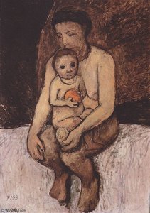 Seated Mother With Child On Her Lap — Paula Modersohn-becker