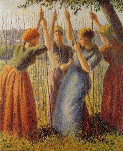 Peasants Planting Pea Sticks — Camille Pissarro