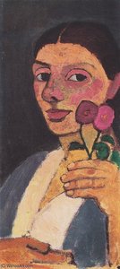 Self-portrait With Two Flowers — Paula Modersohn-becker