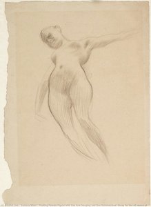 Floating Female Figure With One Arm Hanging And One Outstretched (study For The Oil Sketch Of — Gustav Klimt, Art Nouveau