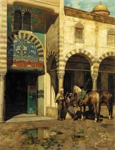 A Rest Outside Of The Mosque — Alberto Pasini, Academic Realism