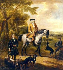 Gilbert Coventry (c.1688–1719), 4th Earl Of Coventry, With Two Huntsmen In A Landscape — John Wootton