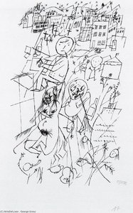 Street Scene With Signatories — George Grosz