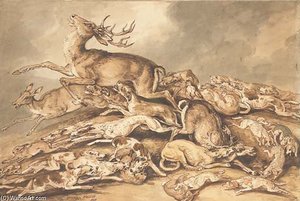 Deer Hunting Dogs And Rabbits — Samuel Howitt