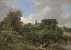 Figures Resting By A Bridge — Frederick Waters (william) Watts
