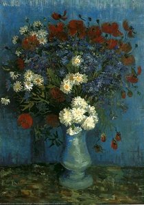 Vase With Cornflowers And Poppies — Vincent Willem Van Gogh, Post-impressionism