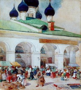 The Market Outside The Khranilovs — Konstantin Yuon