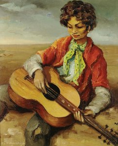 A Gypsy Boy Playing Guitar, (1950) — Marcel Dyf