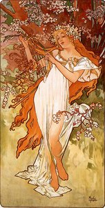 Spring Panel — Alfons Maria Mucha, Art Nouveau