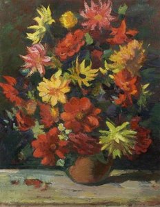 Still Life, Dahlias — Theodor Kern