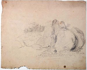 Rocks With Distant Trees — Thomas Cole