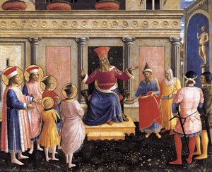 Saint Cosmas And Saint Damian Before Lisius (san Marco Altarpiece) — Fra Angelico, Early Renaissance