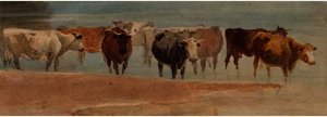 Cattle In A Stream — David Cox
