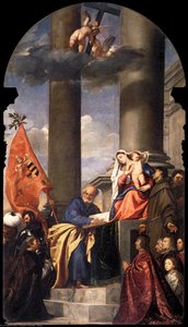 Madonna With Saints And Members Of The Pesaro Family — Titian, Renaissance Painting