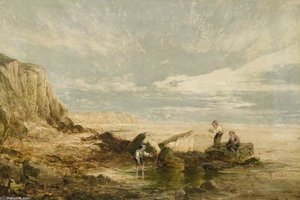 Beach, Boys Sailing A Toy Boat — William Collins