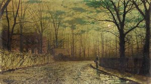 Figure On A Moonlit Lane — John Atkinson Grimshaw
